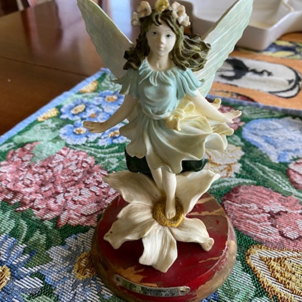 Vintage * BLUE FAIRY standing in FLOWER * Dark Hair Beauty* La Verona Collection